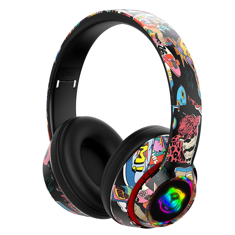L750 Bluetooth Headset Cool Graffiti Headphone with LED Light Earphone Support TF Card 3.5mm Audio Wired for Mobile Phone Computer Laptop L750 Bluetooth Headset Cool Graffiti Headphone with LED Light Earphone Support TF Card 3.5mm Audio Wired for Mobile Phone Computer Laptop